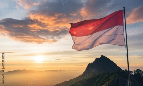 National flag waving majestically at sunrise