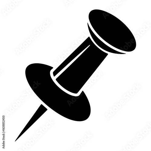 Black pushpin icon thumbtack office supply