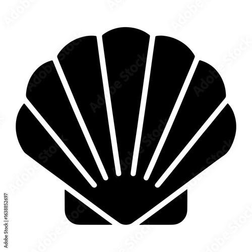 Black scallop shell silhouette seashell bivalve