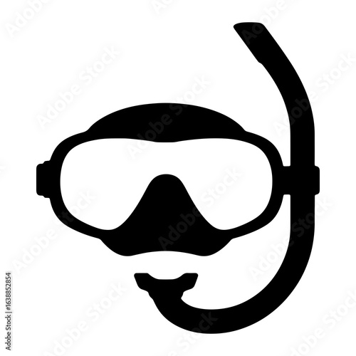 Black scuba mask and snorkel diving swimming
