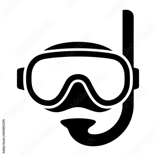 Black snorkel mask and tube diving swimming