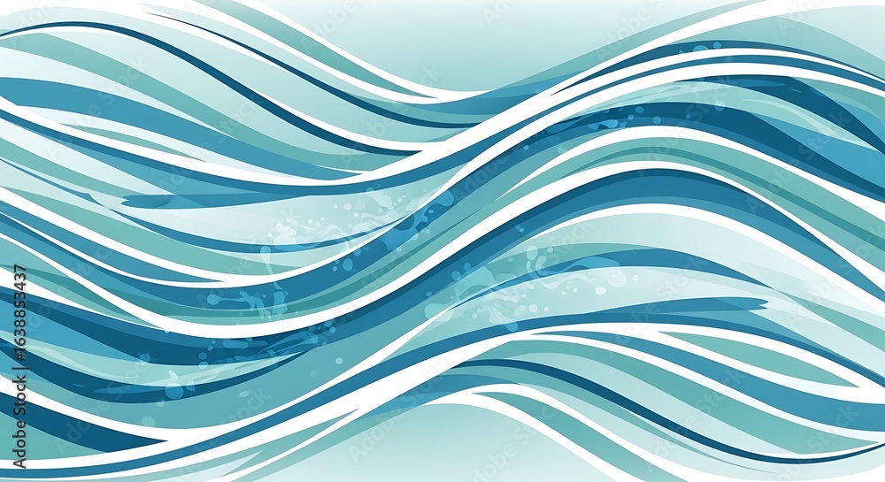 Obraz premium Abstract Blue Wave Pattern with White Highlights and Subtle Water Splashes