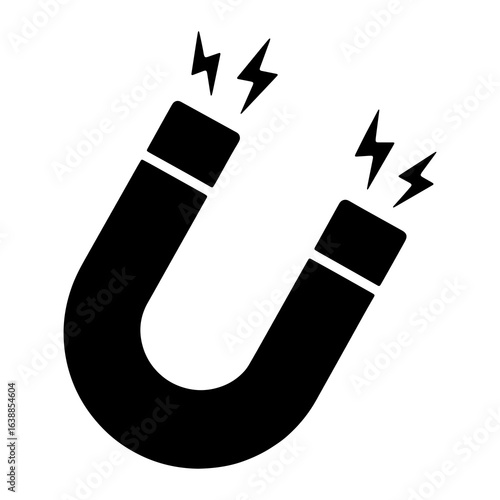 Horseshoe magnet with lightning bolts magnetic field