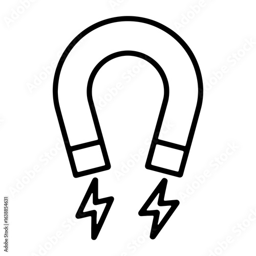 Horseshoe magnet with lightning bolts magnetic force