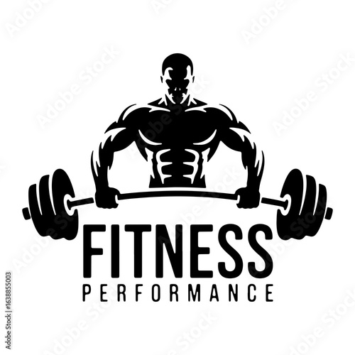 Muscular man lifting barbell fitness weightlifting