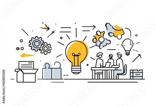 Team brainstorming, idea generation, innovation