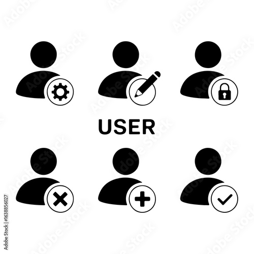 User profile icons with actions settings edit