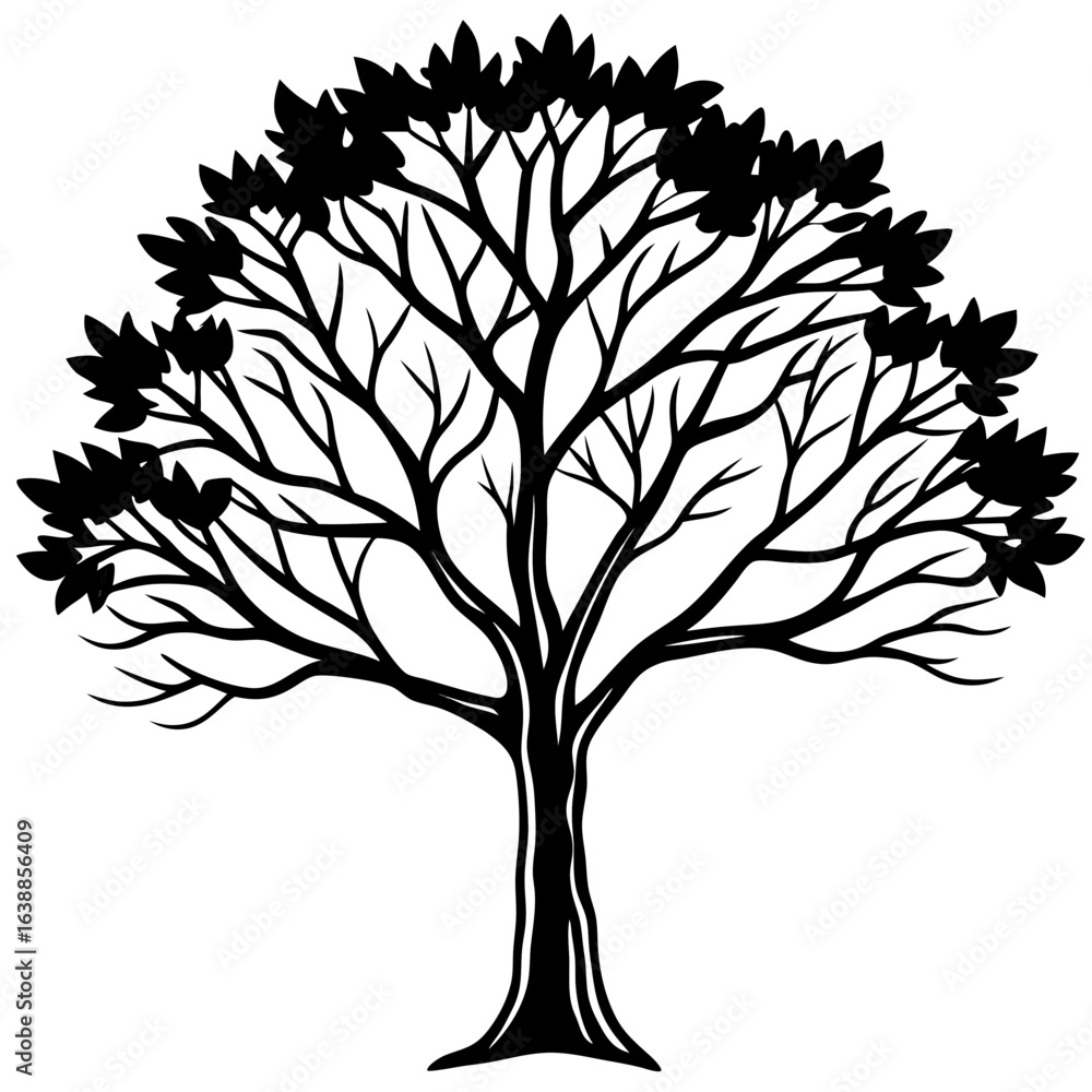 Obraz premium Minimalist Tree Vector Black Silhouette Nature Illustration