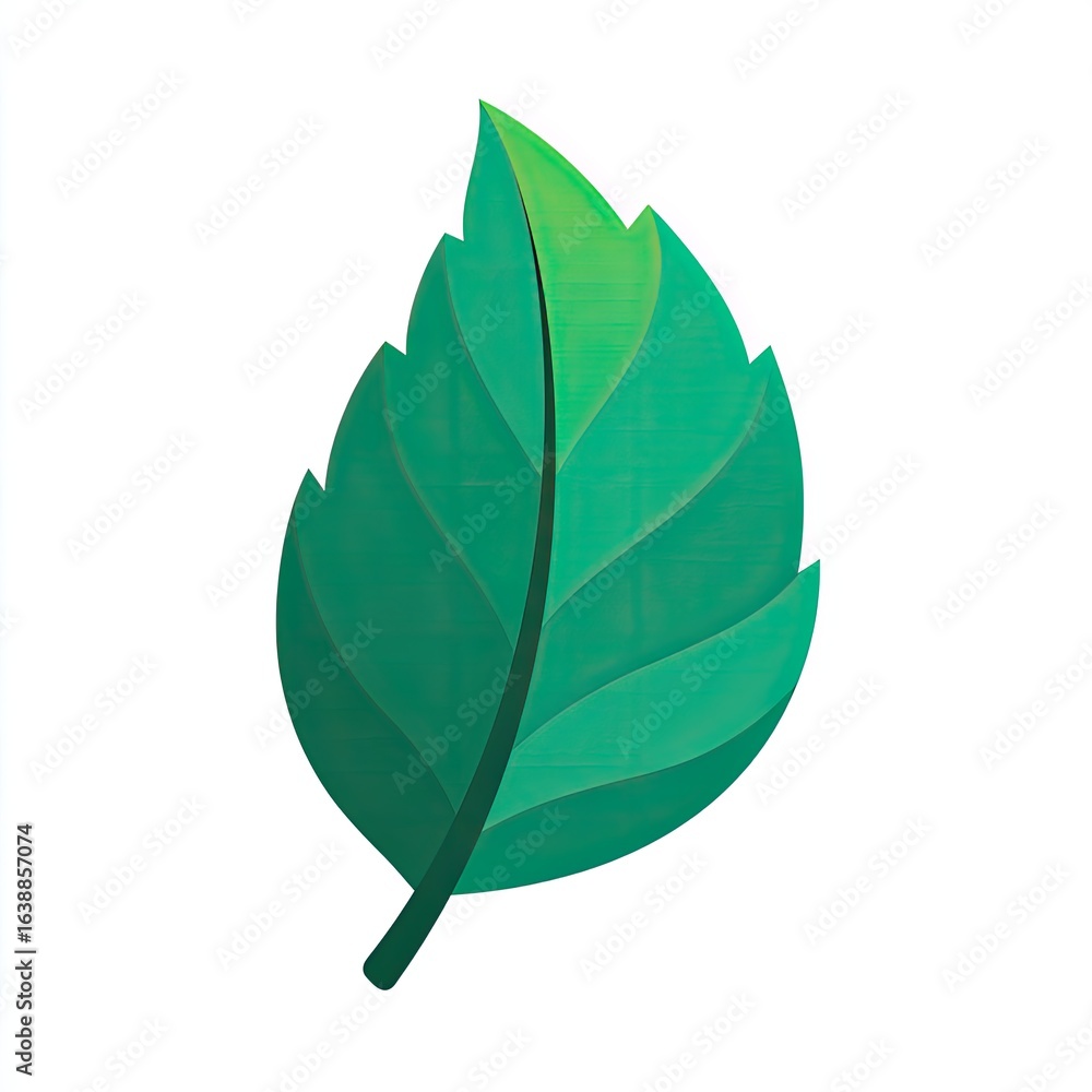 Obraz premium Green leaf graphic, stylized illustration