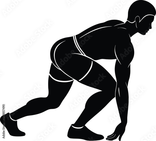 fitness man doing glute kickbacks on white backgro.eps