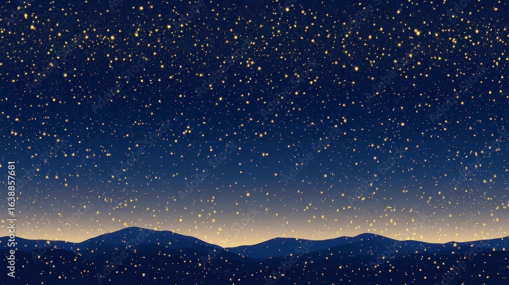 Fototapeta premium Starry Night Sky Over Mountains with Sparkling Stars and Horizon