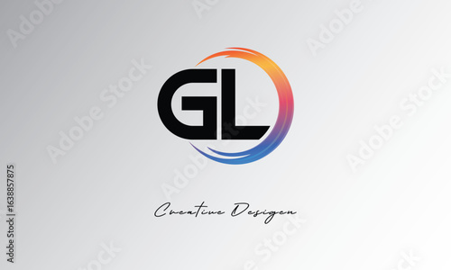GL Creative Letter Logo with Gradient Circular Swirl – Modern, Colorful, and Versatile Branding Identity Design Template