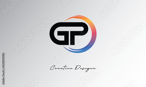 GP Creative Letter Logo with Gradient Circular Swirl – Modern, Colorful, and Versatile Branding Identity Design Template