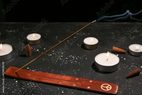 Burning incense stick and c...