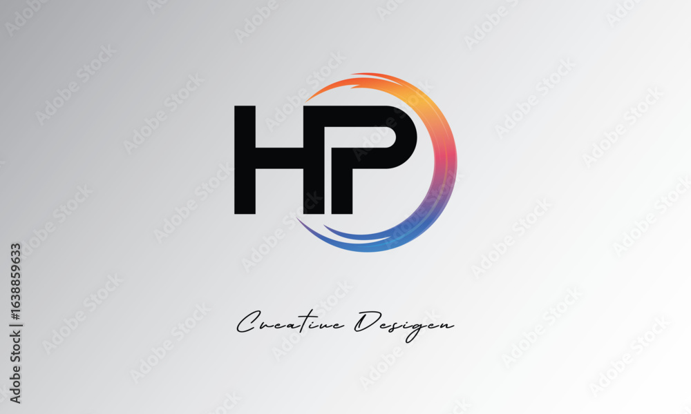 Obraz premium HP Creative Letter Logo with Gradient Circular Swirl – Modern, Colorful, and Versatile Branding Identity Design Template