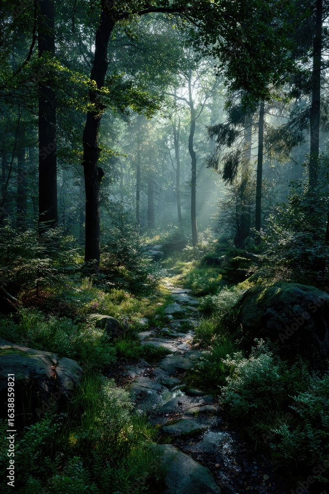 Naklejka premium Misty Forest