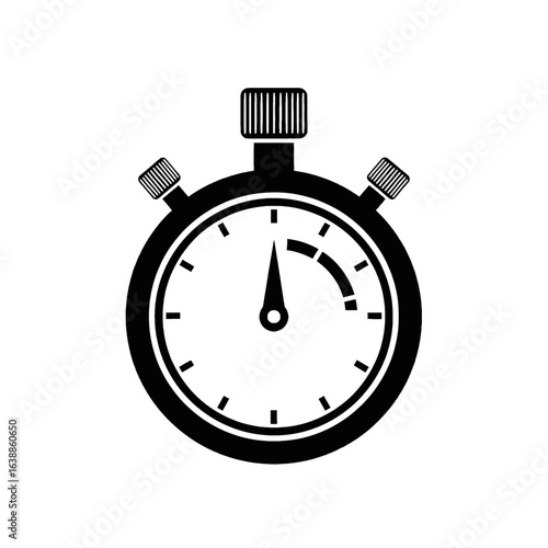 Black and white illustration of a stopwatch with a short time interval displayed.