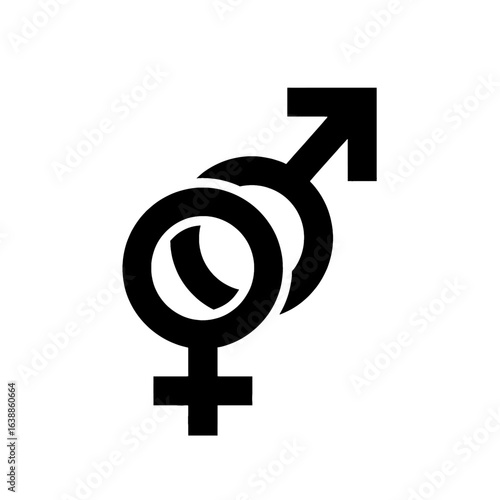 Black and white gender symbols, male and female, overlapping.