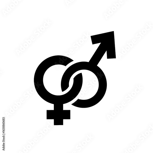 Black and white gender symbols, representing unity or partnership.