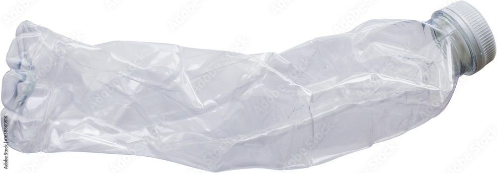 Obraz premium Crushed plastic bottle isolated on white background