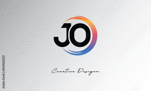JO Creative Letter Logo with Gradient Circular Swirl – Modern, Colorful, and Versatile Branding Identity Design Template