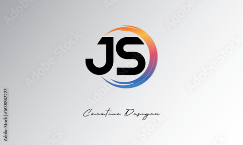 JS Creative Letter Logo with Gradient Circular Swirl – Modern, Colorful, and Versatile Branding Identity Design Template