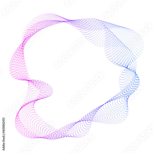 A set of multicolored neon sound dot waves. Sound curve, radial spectrum. Digital equalizer. Colorful template for music banner, cover, poster, flyer, ads, social media. vector illustration