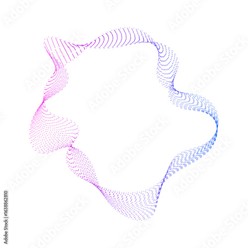 A set of multicolored neon sound dot waves. Sound curve, radial spectrum. Digital equalizer. Colorful template for music banner, cover, poster, flyer, ads, social media. vector illustration