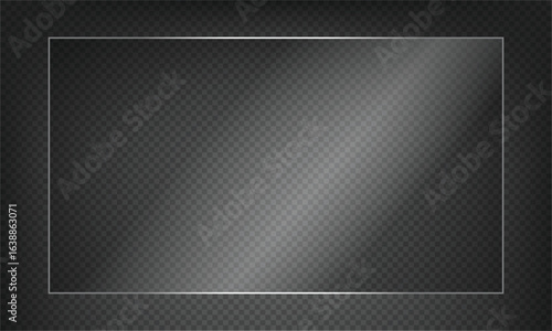 16:9 vector image of a mirror reflection, suitable for application on glass, plastic, or acrylic window surfaces. Offers a glossy, luminous appearance with bright highlights and transparency. 