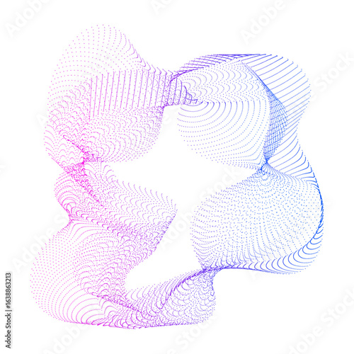 A set of multicolored neon sound dot waves. Sound curve, radial spectrum. Digital equalizer. Colorful template for music banner, cover, poster, flyer, ads, social media. vector illustration