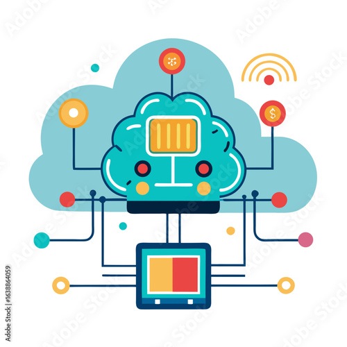 Wallpaper Mural Cloud computing network with ai brain and data connections Torontodigital.ca