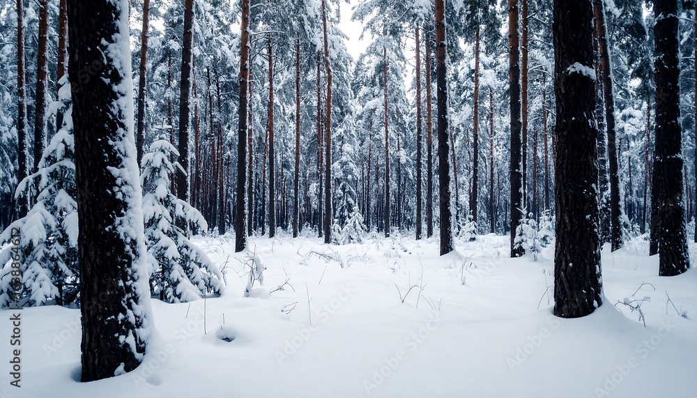 Fototapeta premium Snowy pine forest