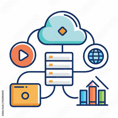 Cloud computing network with data storage and analytics