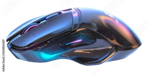 Wireless Ergonomic Mouse with Blank Surface Isolated on Transparent Background