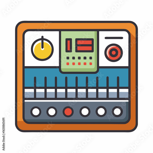 Modern electronic music production hardware with knobs and buttons