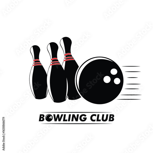 Bowling pins and ball icon vector. Three bowling pins with a ball icon isolated on a white background. Bowling skittles vector