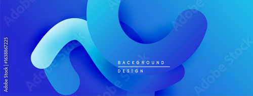 Abstract blue layers create flowing shapes. Modern design, vibrant colors, smooth gradients define visual appeal.