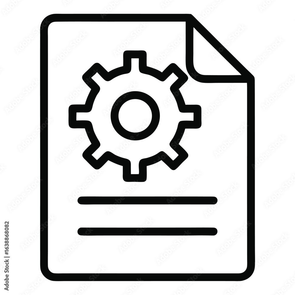 Vector Illustration of a Document with Gear Icon Vector Illustration of a Document with Gear Icon