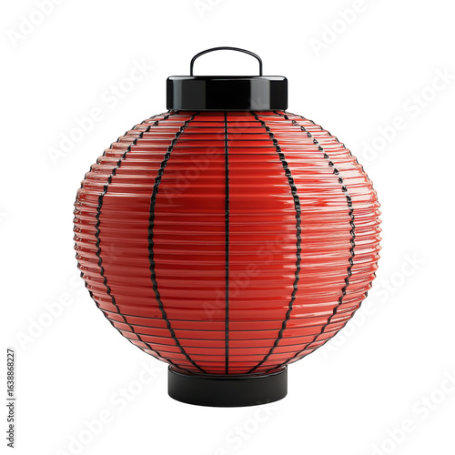 Crimson Orb of Illumination: A solitary, meticulously crafted lantern, resplendent in vibrant crimson, emanates a sense of delicate beauty and cultural significance.