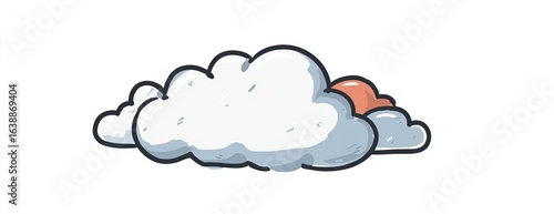 Cartoon clouds with a light peach colored sunset inside