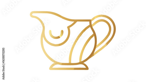 Golden gravy boat vector illustration for sauce serving and kitchenware design element and icon use