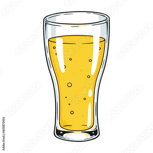 Glass of refreshing orange juice with bubbles – stock vector flat illustration