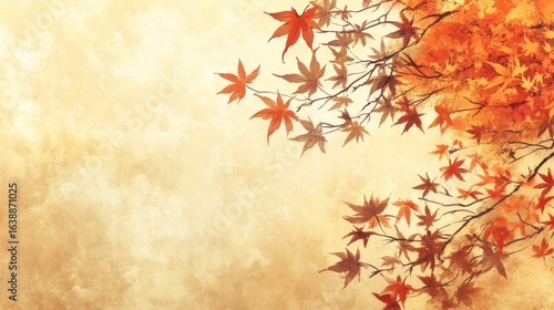 Beautiful Autumn Leaves on Warm Background with Soft Texture