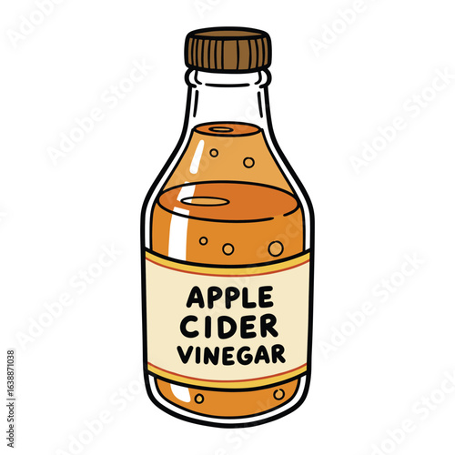 Hand-drawn apple cider vinegar bottle illustration – stock vector flat illustration