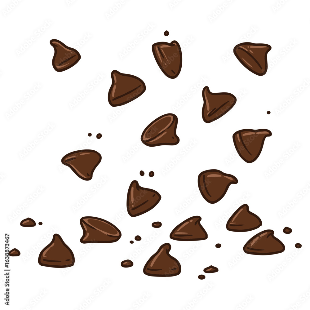 Obraz premium Falling chocolate chips – stock vector flat illustration