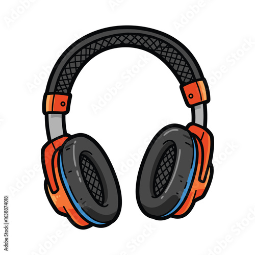 Colorful over-ear headphones with padded earcups – stock vector flat illustration