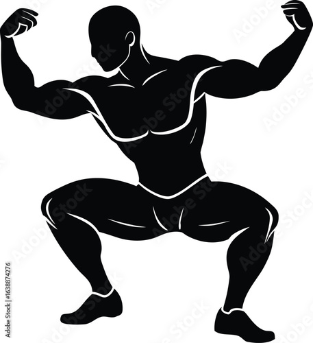 fitness man doing squats on white background.eps