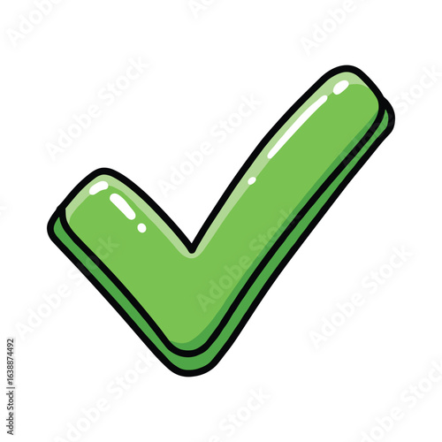 Green check mark icon – stock vector flat illustration