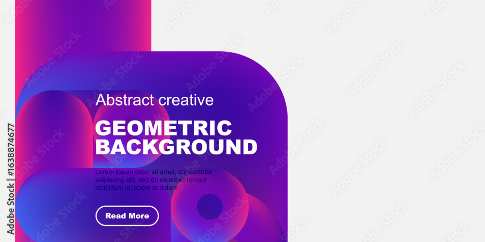 Fototapeta premium Abstract geometric background design. Vibrant colors, flowing shapes, text overlay, button present. Modern aesthetic, clean presentation.