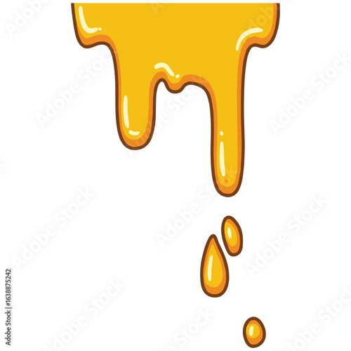 Golden honey dripping with smooth flow and glossy texture – stock vector flat illustration